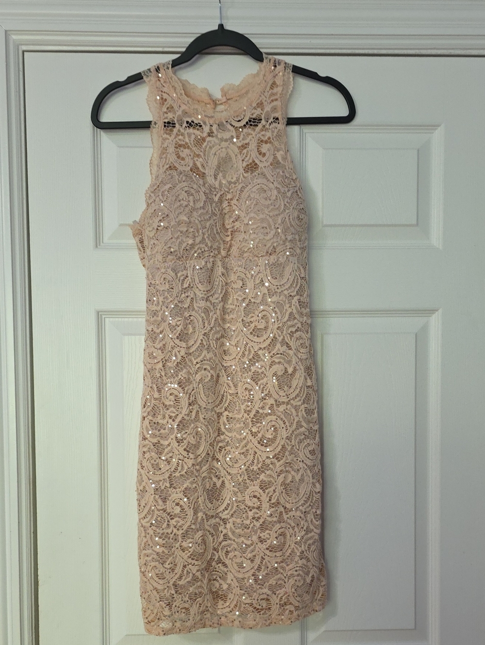 My Michelle Blush Lace Sequin Midi Dress